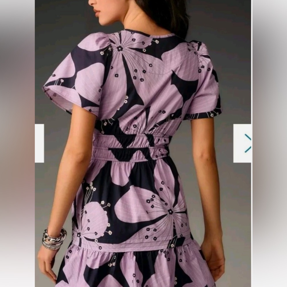 NWOT Anthropologie The Somerset Mini in Lilac Navy Floral Dress S - Picture 3 of 9